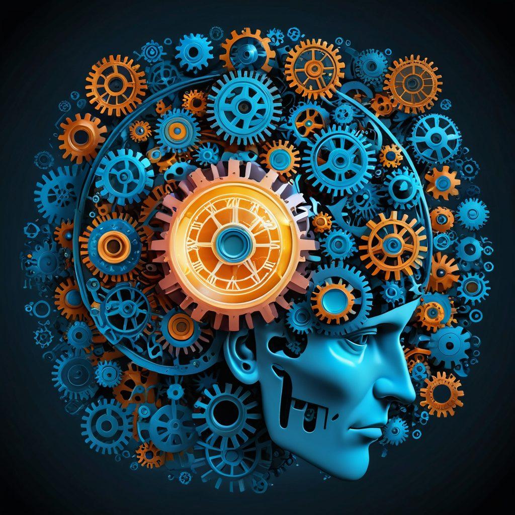 A brain composed of intricate gears and cogs, symbolizing cognitive functions, surrounded by various tools like a magnifying glass, a calculator, and a light bulb, representing IQ assessment. The background features abstract geometric shapes to convey mental clarity. The colors should be bright and stimulating to energize the viewer. super-realistic. vibrant colors. 3D.